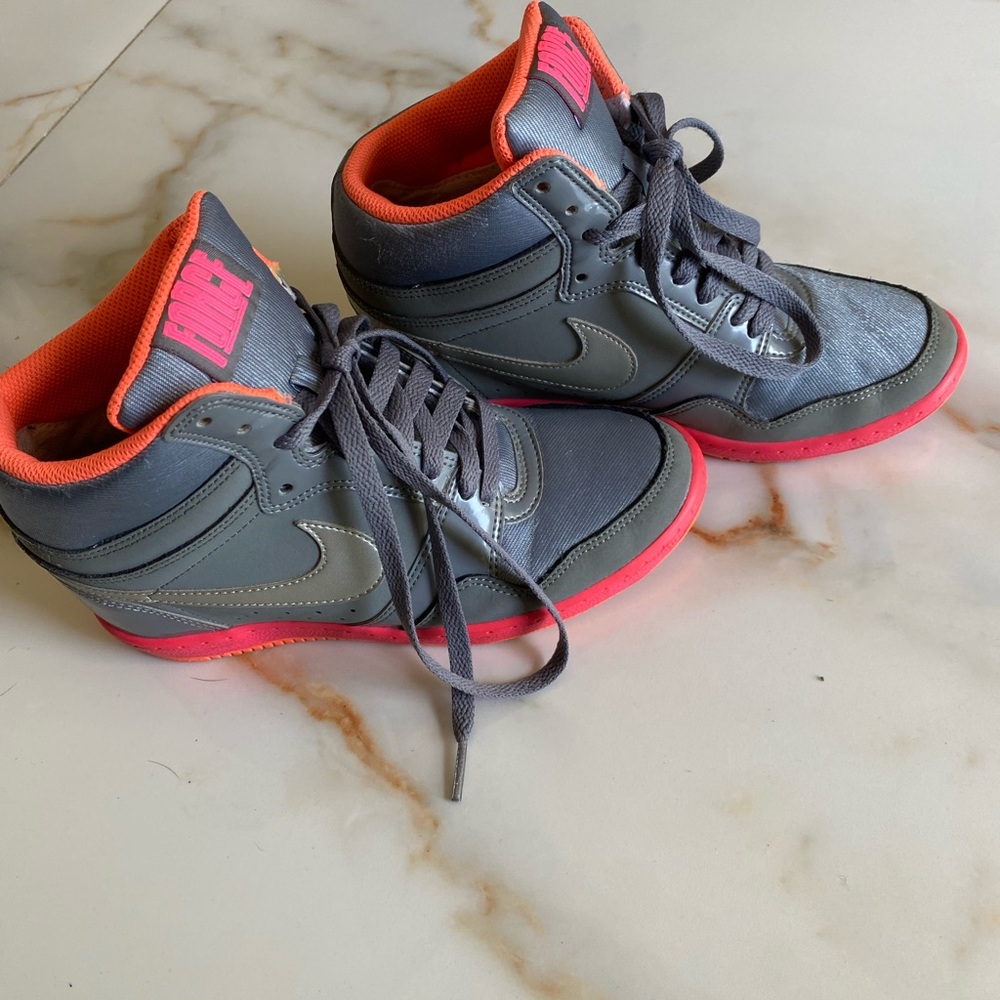Nike Gray and Pink High-Top Sneakers